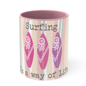 Accent Coffee Mug, 11oz – Pink stripe Mug